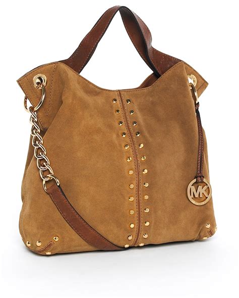 michael kors signature tote brown|brown suede michael kors handbags.